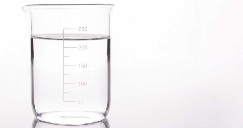 a sterile water stored in a measuring glass