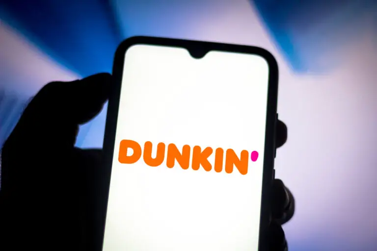 August 1, 2020, Brazil. In this photo illustration the Dunkin Donuts logo seen displayed on a smartphone