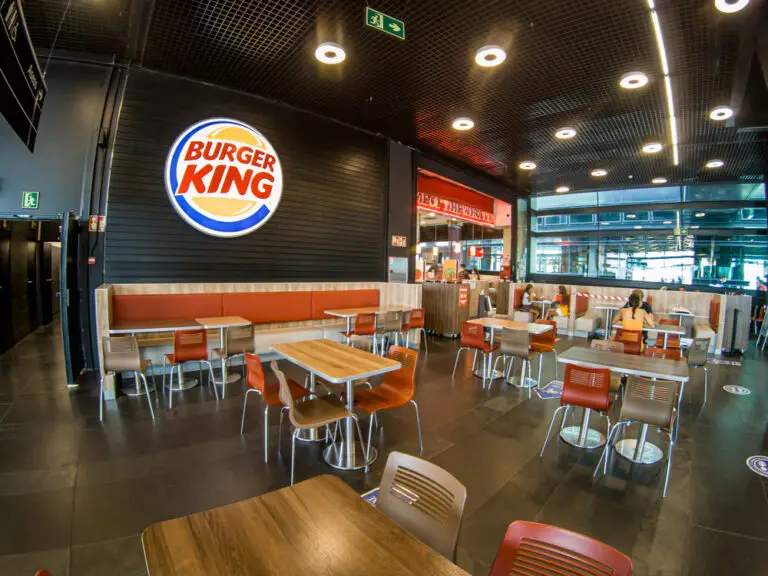 VIGO, SPAIN - Sep 10, 2021: Burger King fast-food restaurant area in the mall of Vigo, Spain