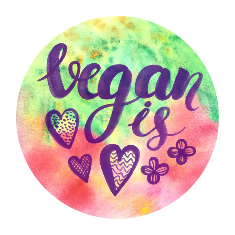 Watercolor poster with brush lettering Vegan is love