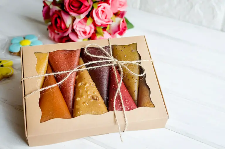 fruit pastille cones in a gift box